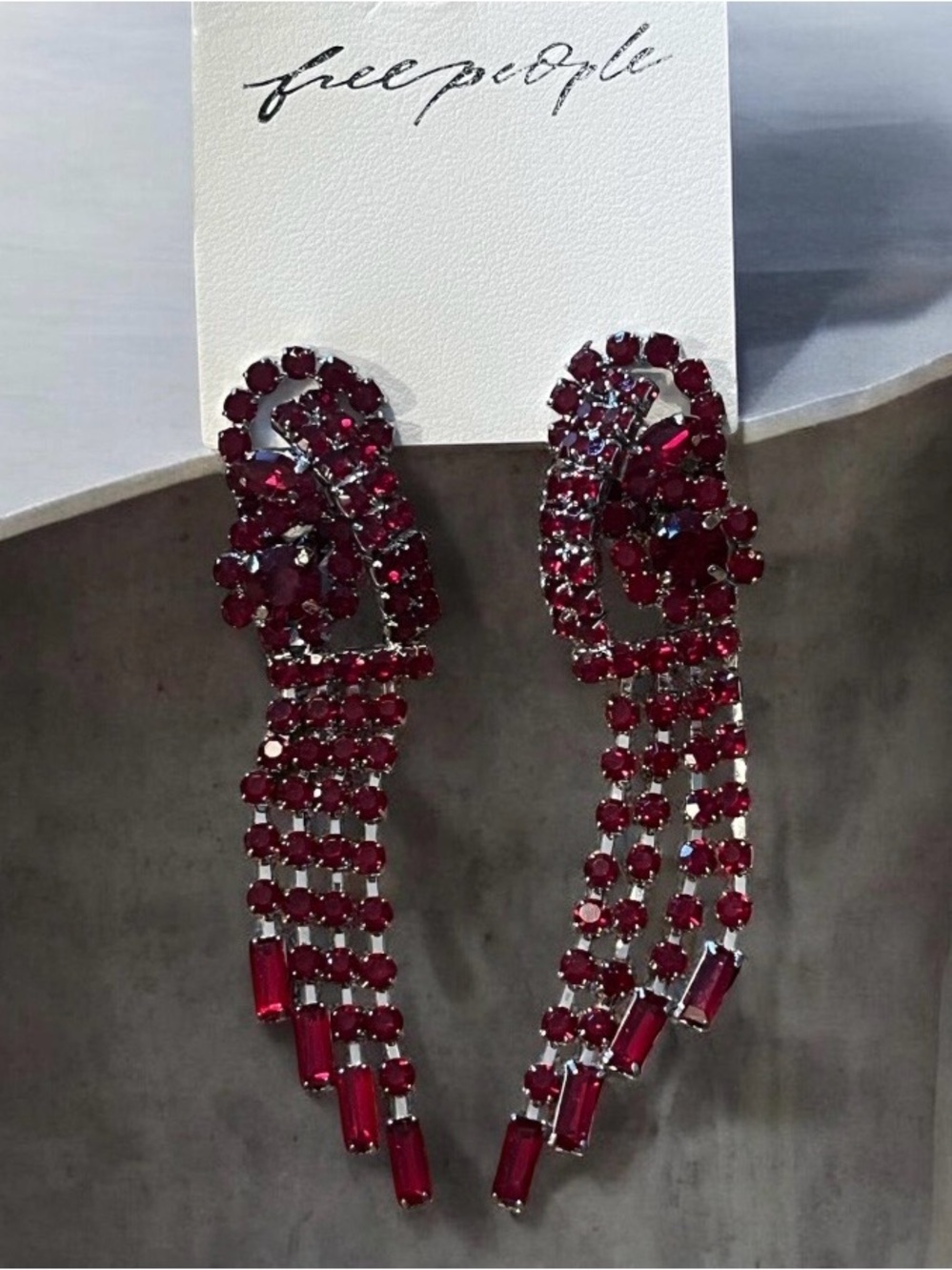 NWT Free People Follow The Rhythm Rhinestone Earrings - Picture 2 of 3